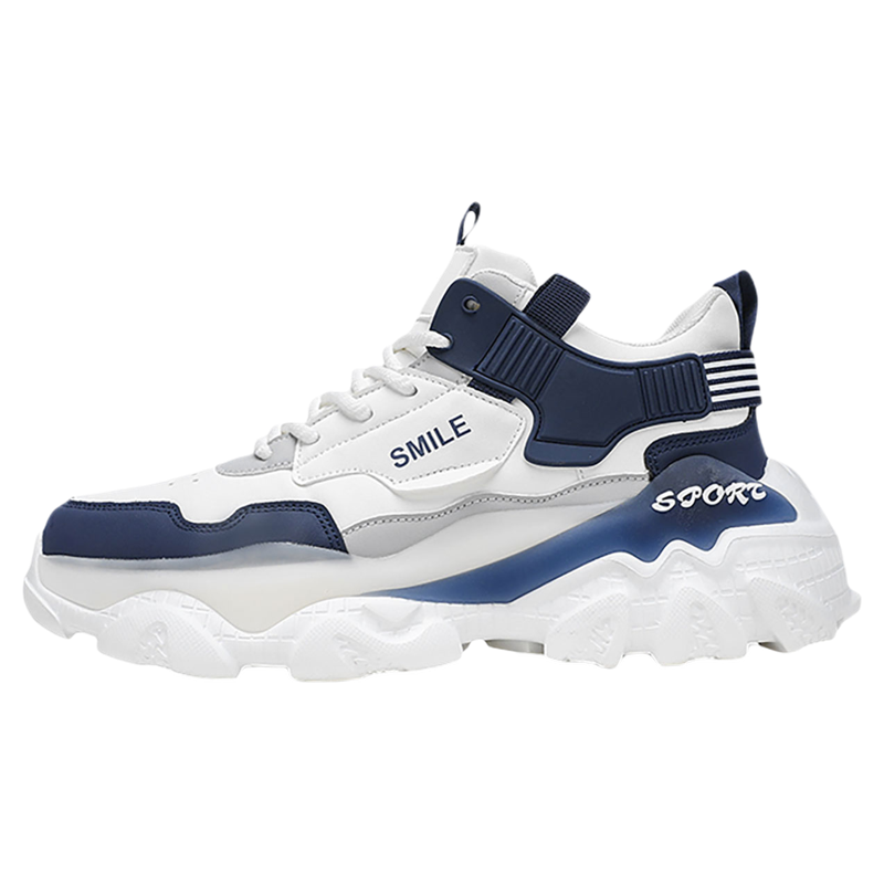 男鞋青少年运动潮鞋厚底增高皮面防水高筒板鞋男生百搭休闲老爹鞋主图