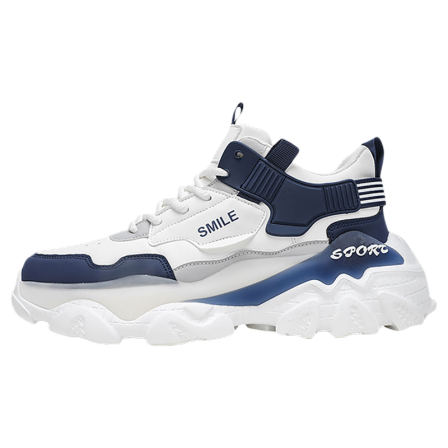 男鞋青少年运动潮鞋厚底增高皮面防水高筒板鞋男生百搭休闲老爹鞋
