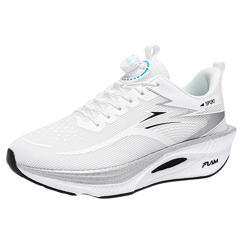 男专业减震软底超轻跑鞋不系带中大童防滑透气初中学生白色运动鞋主图