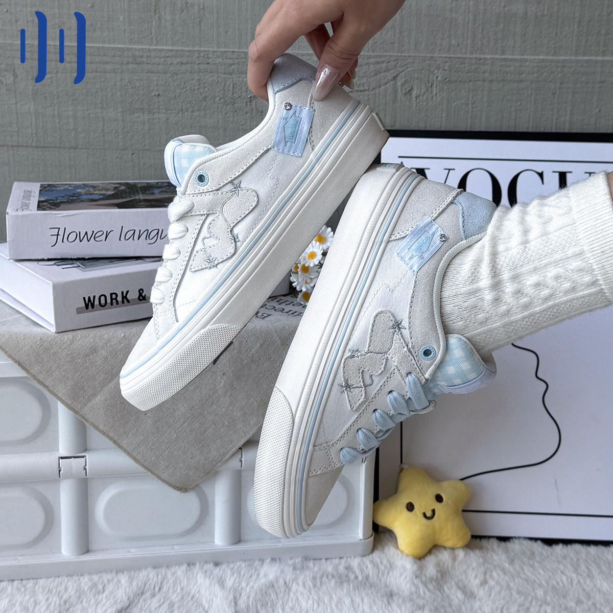 顽刻ollieskate软糖星星配色冬季校园风W系列低帮男女国潮滑板鞋主图