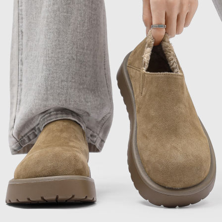 冬季厚底增高勃肯鞋男休闲雪地靴全包小土豆懒人休闲穆勒户外棉鞋