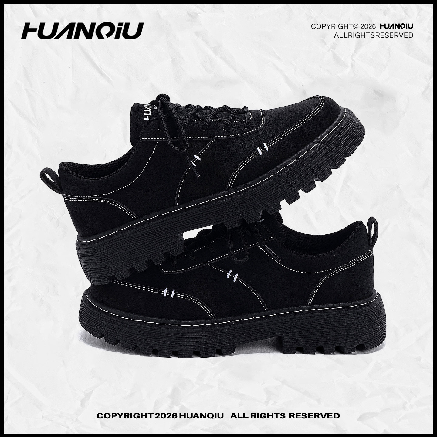 环球德比鞋男款2026春季新款潮流休闲黑色男鞋百搭复古英伦风皮鞋主图