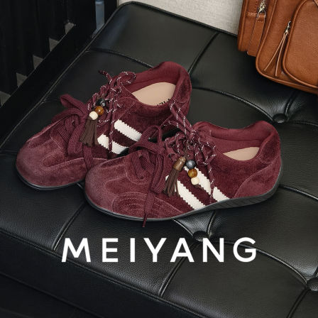 美洋MEIYANG 小串珠休闲鞋 26春牛皮革可拆卸挂件简约运动鞋-周五