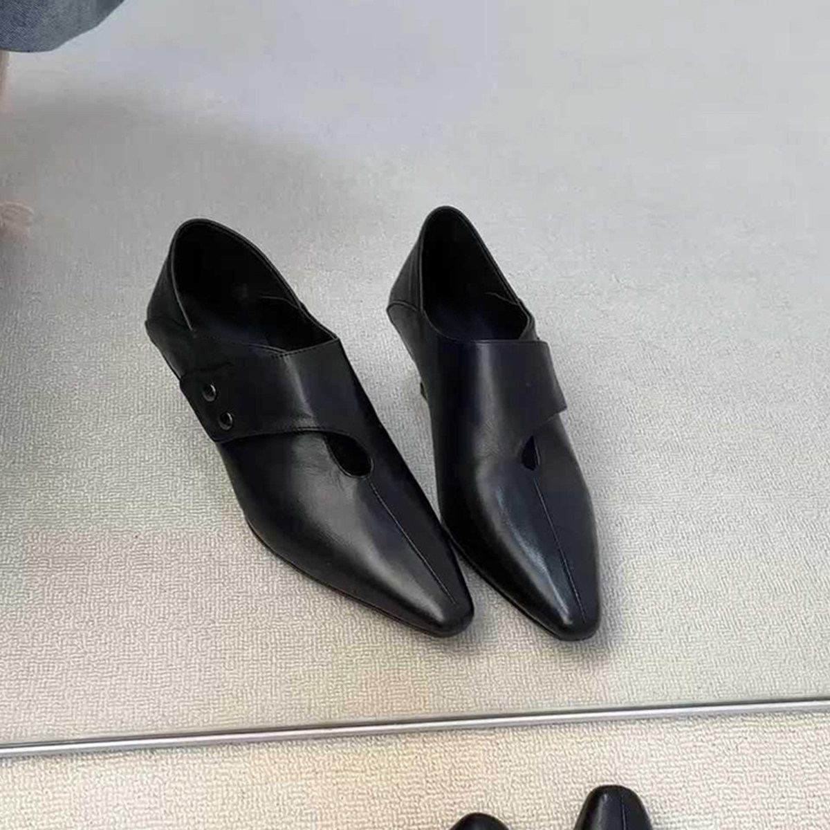 羊皮版~法式时尚复古百搭乐福鞋女通勤气质休闲显瘦粗跟外穿单鞋主图