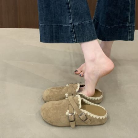 超火软底勃肯鞋女2026春季新款一脚蹬包头半拖鞋外穿孕妇拖鞋单鞋