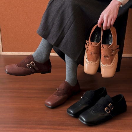 复古皮带扣乐福鞋女2026春季新款平软底一脚蹬小皮鞋布洛克单鞋子