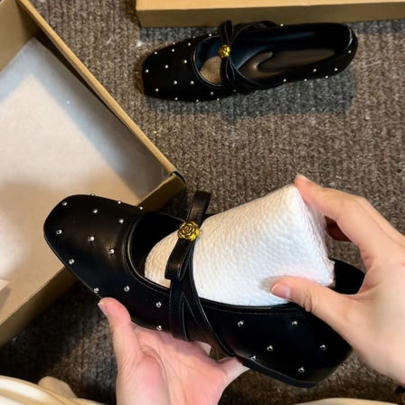 厚底复古山茶花一字带方头显瘦玛丽珍鞋女2026春季平底内增高单鞋