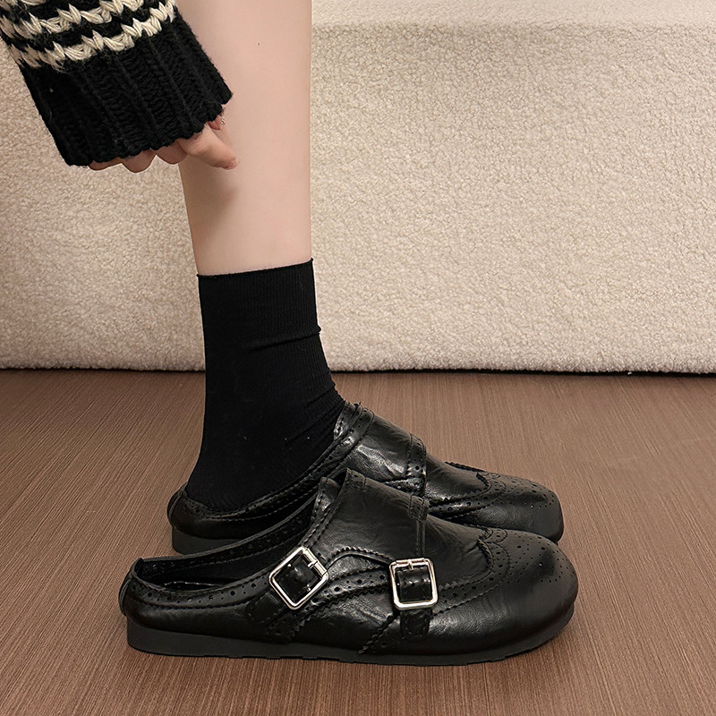 雕花布洛克勃肯鞋厚底包头半拖鞋女外穿2026新款春季博肯穆勒单鞋主图