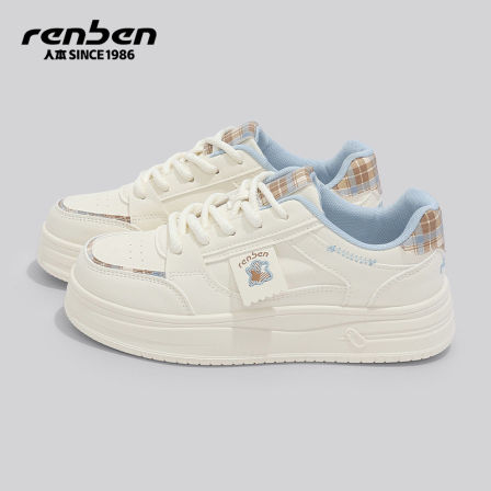 人本小白鞋女款2026春季新款初中生运动轻便厚底增高百搭爆款板鞋