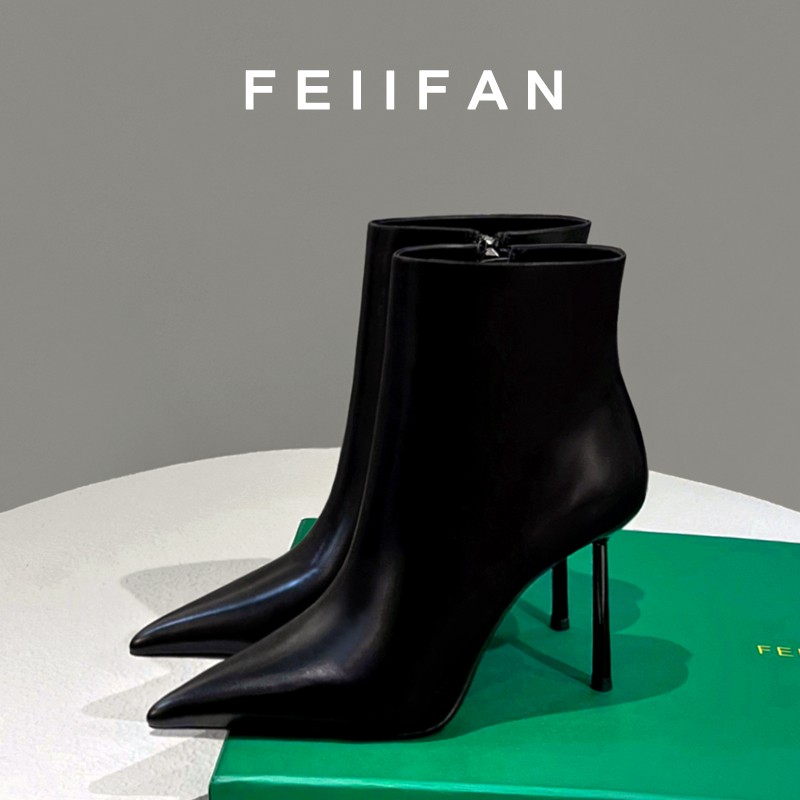 尖头短靴2025秋冬新款女士细跟高级感不累脚绝美高跟鞋5641主图