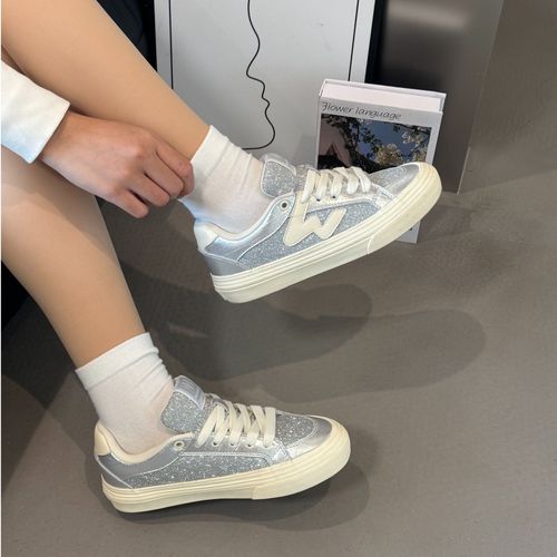 顽刻ollieskate银色小香风Y2k复古冬季校园风W系列男女国潮滑板鞋主图