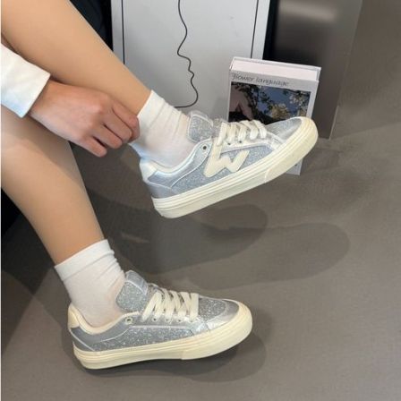 顽刻ollieskate银色小香风Y2k复古冬季校园风W系列男女国潮滑板鞋