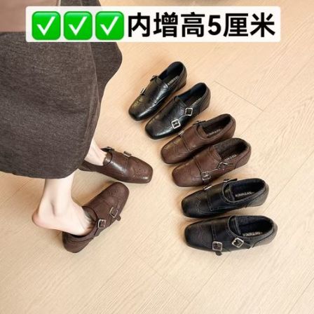 复古英伦风巴洛克雕花小皮鞋女新款百搭布洛克乐福鞋大码女鞋