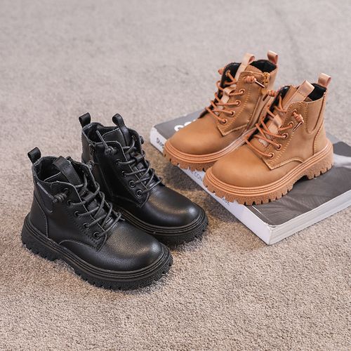 2025童鞋冬款儿童马丁靴真皮加绒时尚保暖男童雪地靴女孩棉鞋子主图