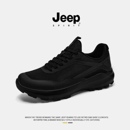 JEEP吉普男鞋轻便防滑男士秋冬季黑色男士行政通勤鞋徒步跑鞋旅游
