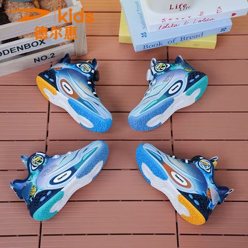 摩擦有声】D6699德尔惠篮球鞋儿童男童跑步秋冬款皮面加绒大童鞋主图