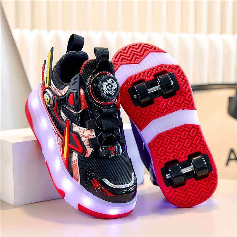 轮滑鞋男童2026新款儿童滑轮溜冰鞋隐形四轮可收发光带轮子暴走鞋主图