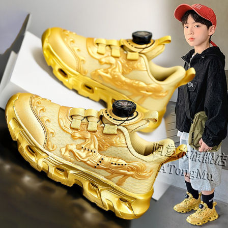 阿童木男童鞋子新年鞋2026新款春季儿童软底跑步运动篮球鞋旋转扣