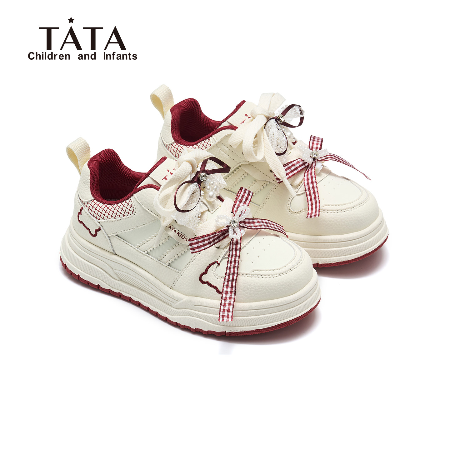 TATA童鞋儿童运动鞋透气软底休闲板鞋2026春季新款蝴蝶结女款鞋子主图
