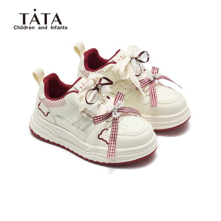 TATA童鞋儿童运动鞋透气软底休闲板鞋2026春季新款蝴蝶结女款鞋子