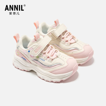 安奈儿女童鞋子老爹鞋2026新款春秋款女孩轻便软底跑步儿童运动鞋