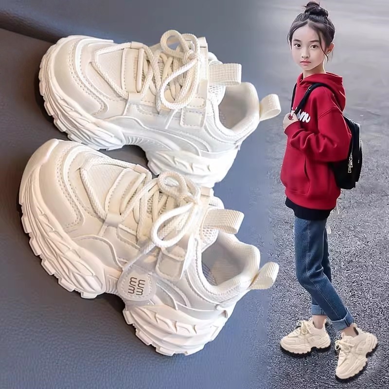 官网C&K女童小白鞋2026春季款运动鞋儿童鞋子皮面软底宝宝老爹鞋主图