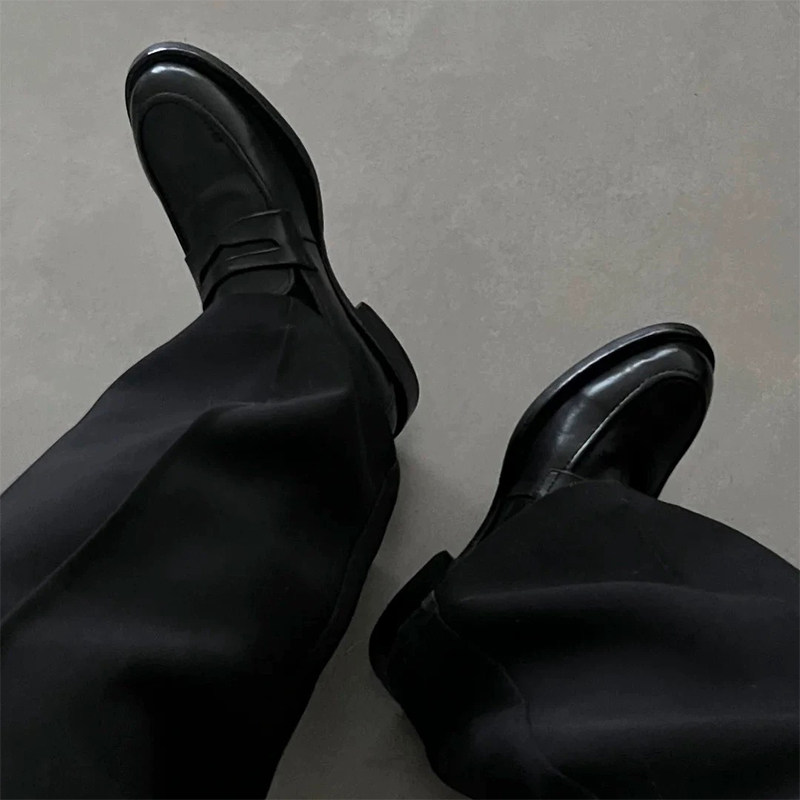 cleanfit潮牌乐福鞋男款厚底增高商务正装黑色休闲通勤尖头德比鞋主图