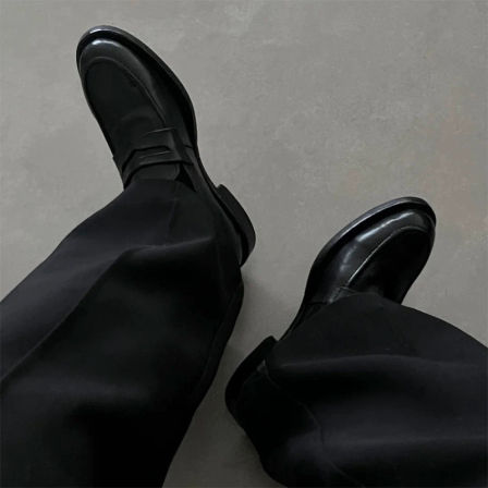 cleanfit潮牌乐福鞋男款厚底增高商务正装黑色休闲通勤尖头德比鞋