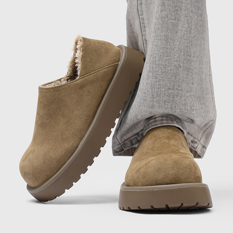 冬季加绒厚底乐福鞋男加厚勃肯雪地靴男士外穿东北零下保暖大棉鞋主图