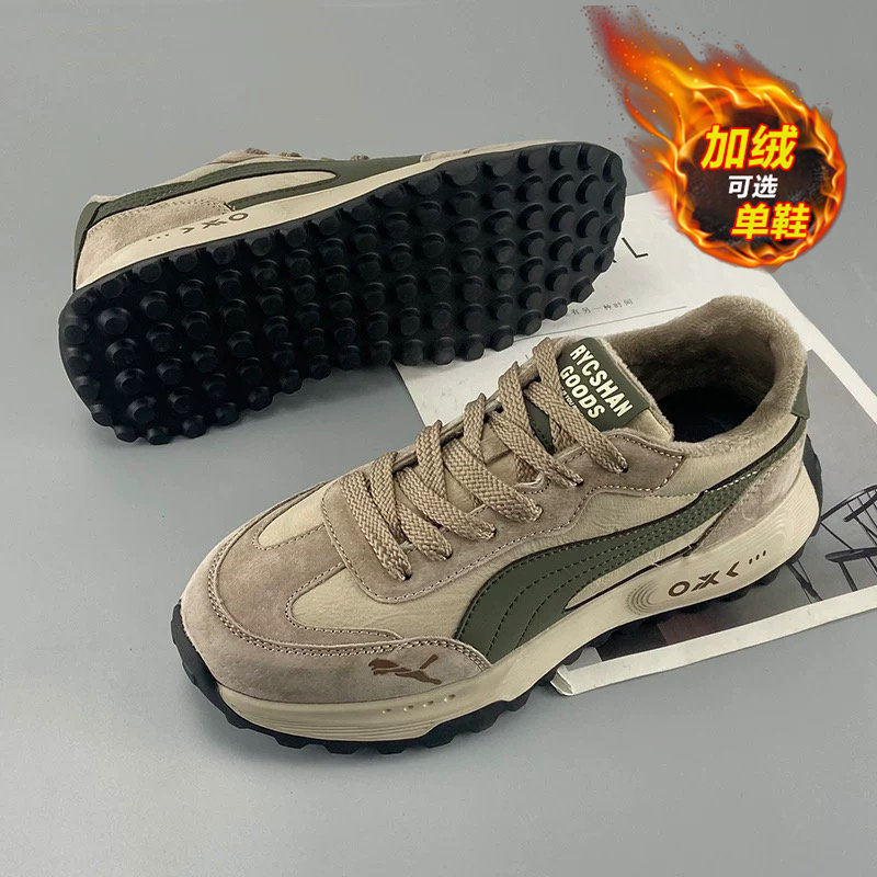 男士德训鞋冬季加绒保暖棉鞋男款鞋子男鞋2026新款时尚休闲阿甘鞋主图