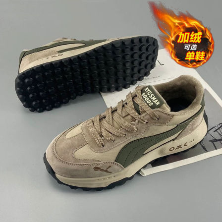男士德训鞋冬季加绒保暖棉鞋男款鞋子男鞋2026新款时尚休闲阿甘鞋
