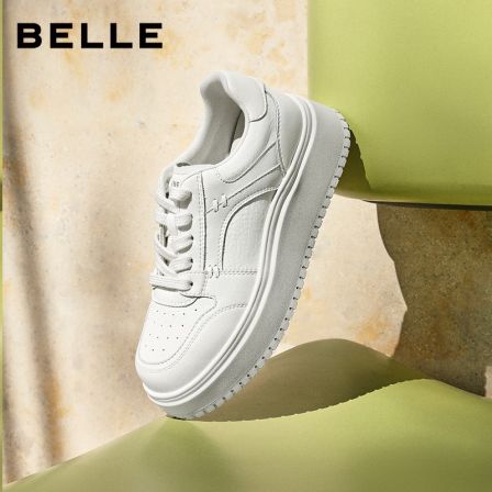 百丽简约百搭小白鞋女2026春新舒适厚底纯色板鞋B3058AM6