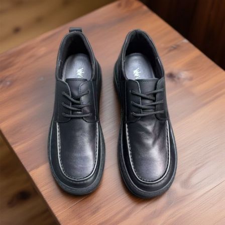 2026年新款男士鞋头层牛皮英伦风皮鞋软底厚底真皮圆头系带百搭