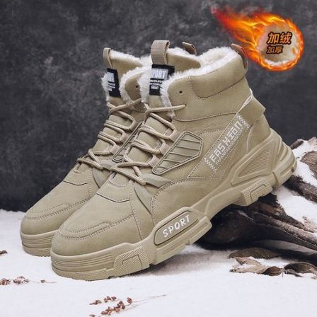 全皮面加绒防水厚底中跟短筒保暖防滑耐磨加厚休闲马丁鞋307