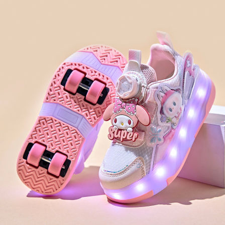 拉布布暴走鞋女童2026新款小学生滑轮鞋子女孩四轮运动发光溜冰鞋