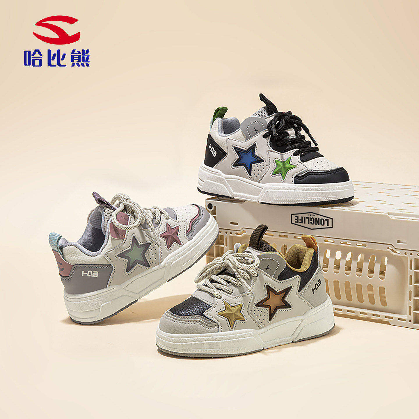 【烈儿超级年货节】哈比熊童鞋男女童板鞋百搭休闲舒适AS8619G主图