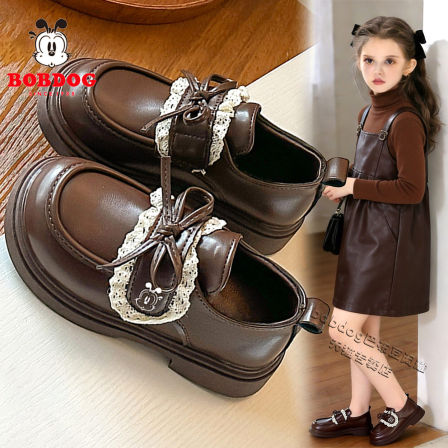 巴布豆女童小皮鞋春季2026新款儿童英伦风单鞋女孩大童时尚乐福鞋