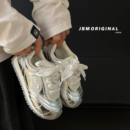 JBM 韩系女童甜美蕾丝系带阿甘鞋2026春新款中大童软底运动德训鞋