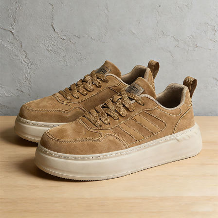 男生鞋子英伦风复古男鞋2026新款时尚潮流男休闲厚底增高运动板鞋