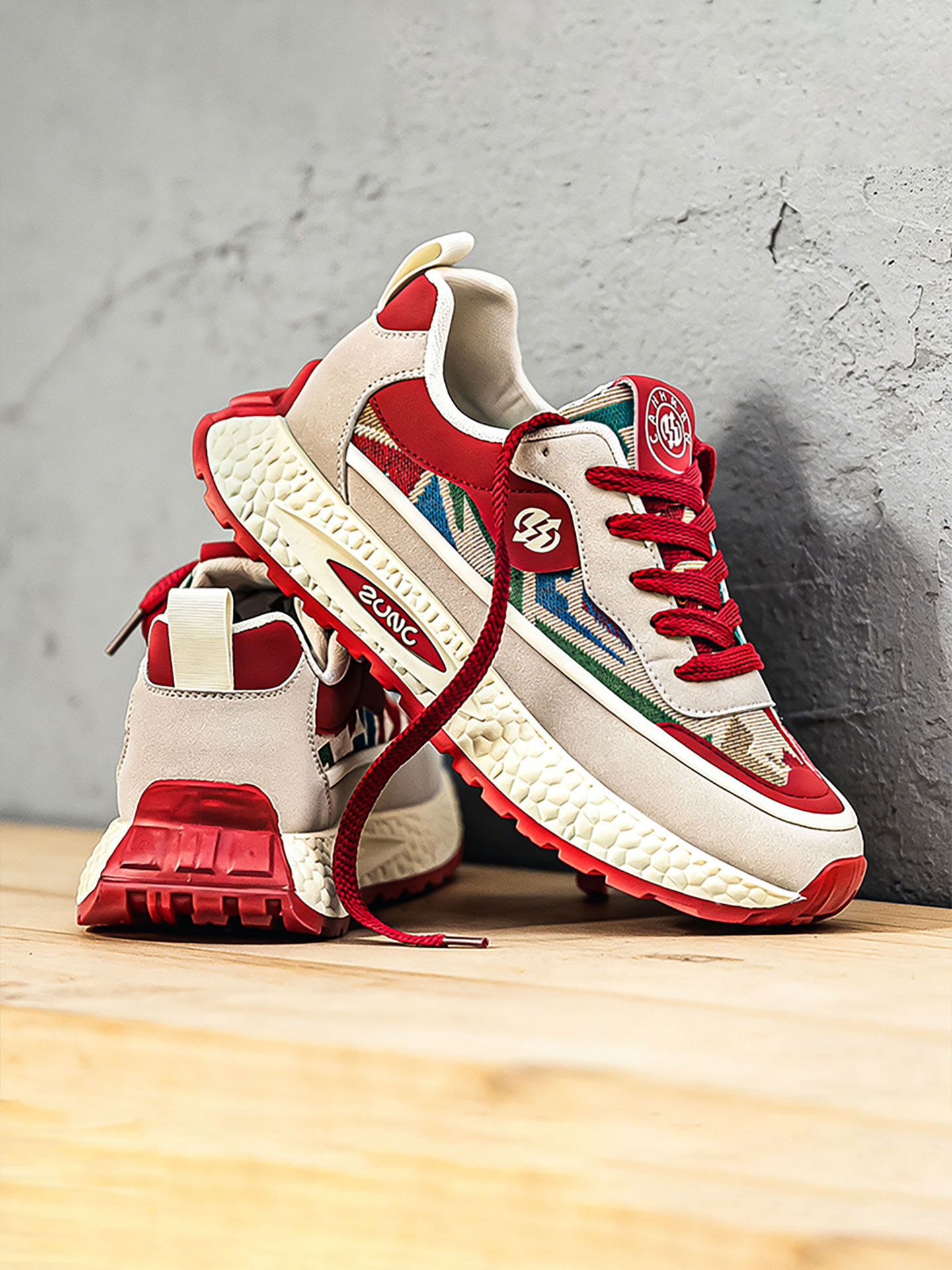 男鞋红色鞋子过年男士增高阿甘鞋时尚百搭青少年学生防滑运动板鞋主图