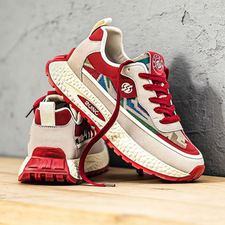 男鞋红色鞋子过年男士增高阿甘鞋时尚百搭青少年学生防滑运动板鞋