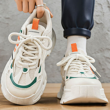 男款鞋子网面透气小个子增高老爹鞋厚底初中生跑步防滑防臭运动鞋