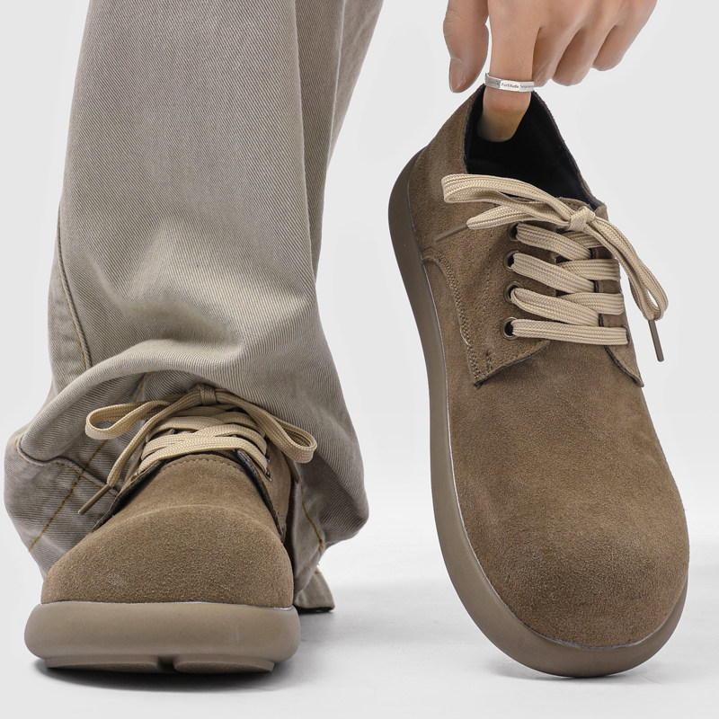 德训鞋男款圆头翻毛皮休闲德比鞋平底运动阿甘鞋户外勃肯大头板鞋主图