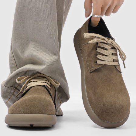 德训鞋男款圆头翻毛皮休闲德比鞋平底运动阿甘鞋户外勃肯大头板鞋