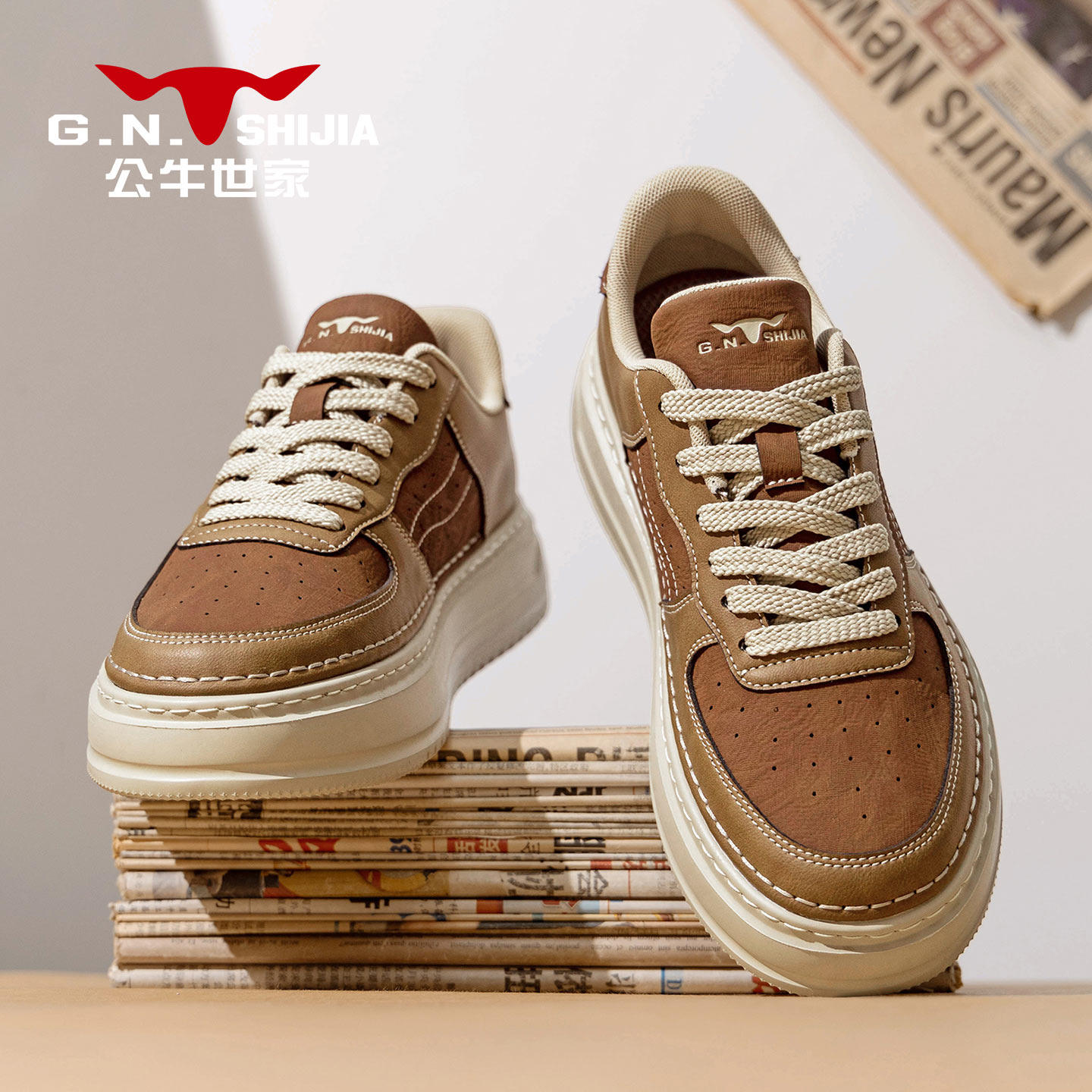 公牛世家男鞋冬季美式复古厚底运动休闲板鞋潮流百搭男生鞋子春夏主图