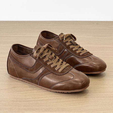 cleanfit德训鞋男老钱风复古亮面棕极简运动训练英伦薄底通勤皮鞋