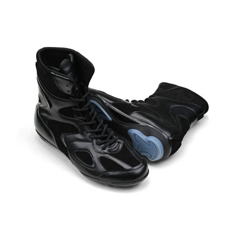 韩桥日记[幽渊系列]\"解构\"小众高级拼接休闲高帮德训鞋黑色拳击靴