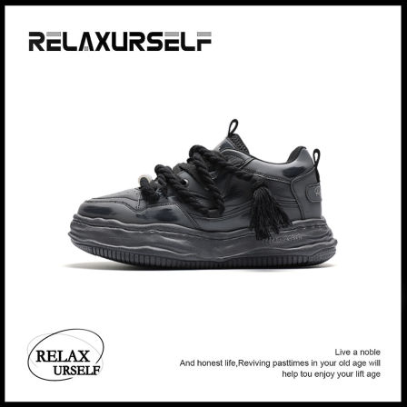 RELAXURSELF鞋子男鞋潮鞋百搭厚底隐形增高休闲鞋小黑情侣鞋舒适