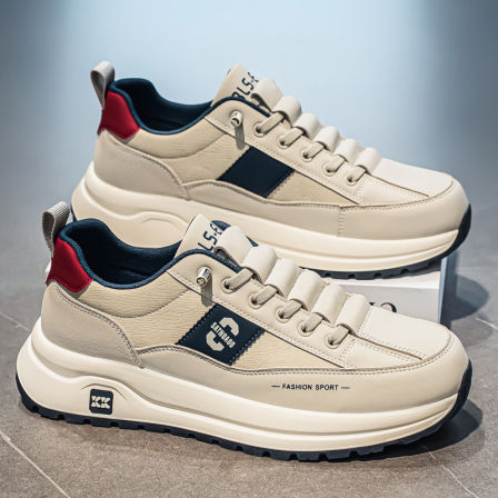 阿甘男鞋春季一脚蹬休闲小白板鞋防滑软底跑步运动鞋厚底老爹潮鞋