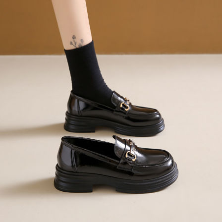 赵露思同款真皮乐福鞋女2026新款春季厚底英伦风小皮鞋配裙子单鞋